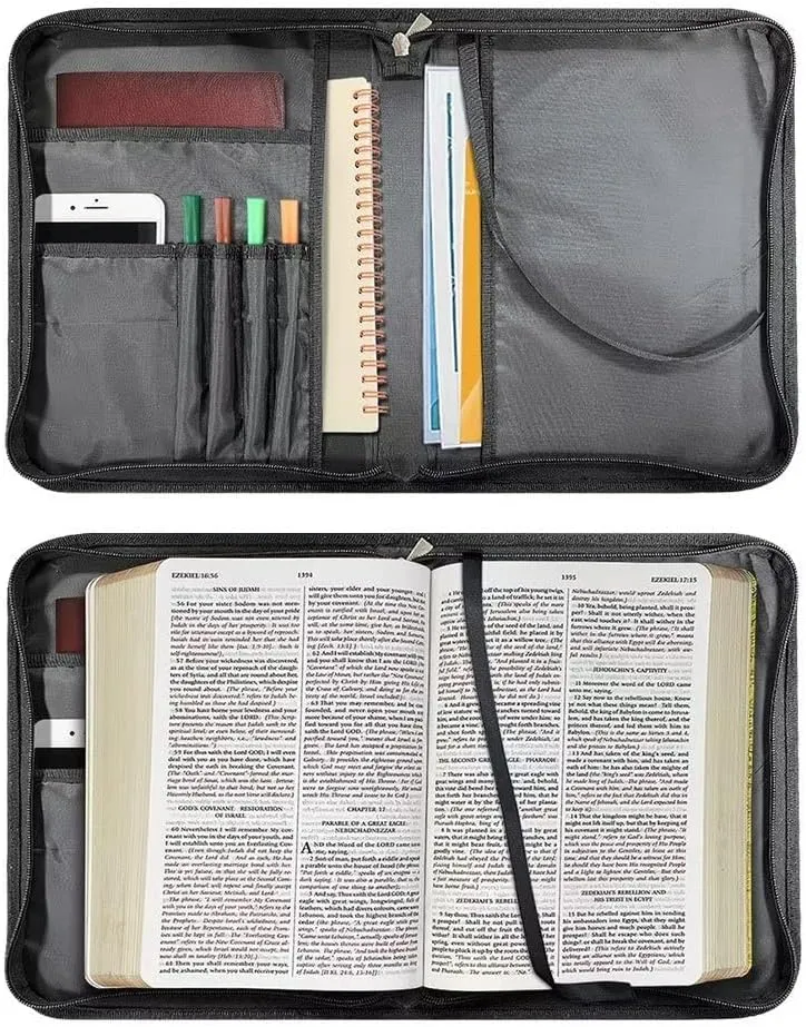 Suobstales Boho Paw Print Bible Cover Carrying Pu Leather Book Case Church Bag Bible Protective with Handle and Zipper Pocket Gifts for Men Women, XL