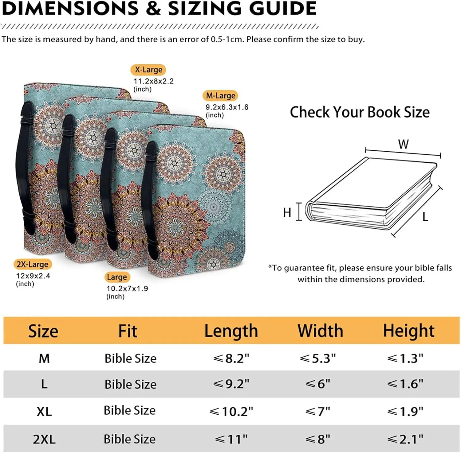 Suobstales Boho Paw Print Bible Cover Carrying Pu Leather Book Case Church Bag Bible Protective with Handle and Zipper Pocket Gifts for Men Women, XL