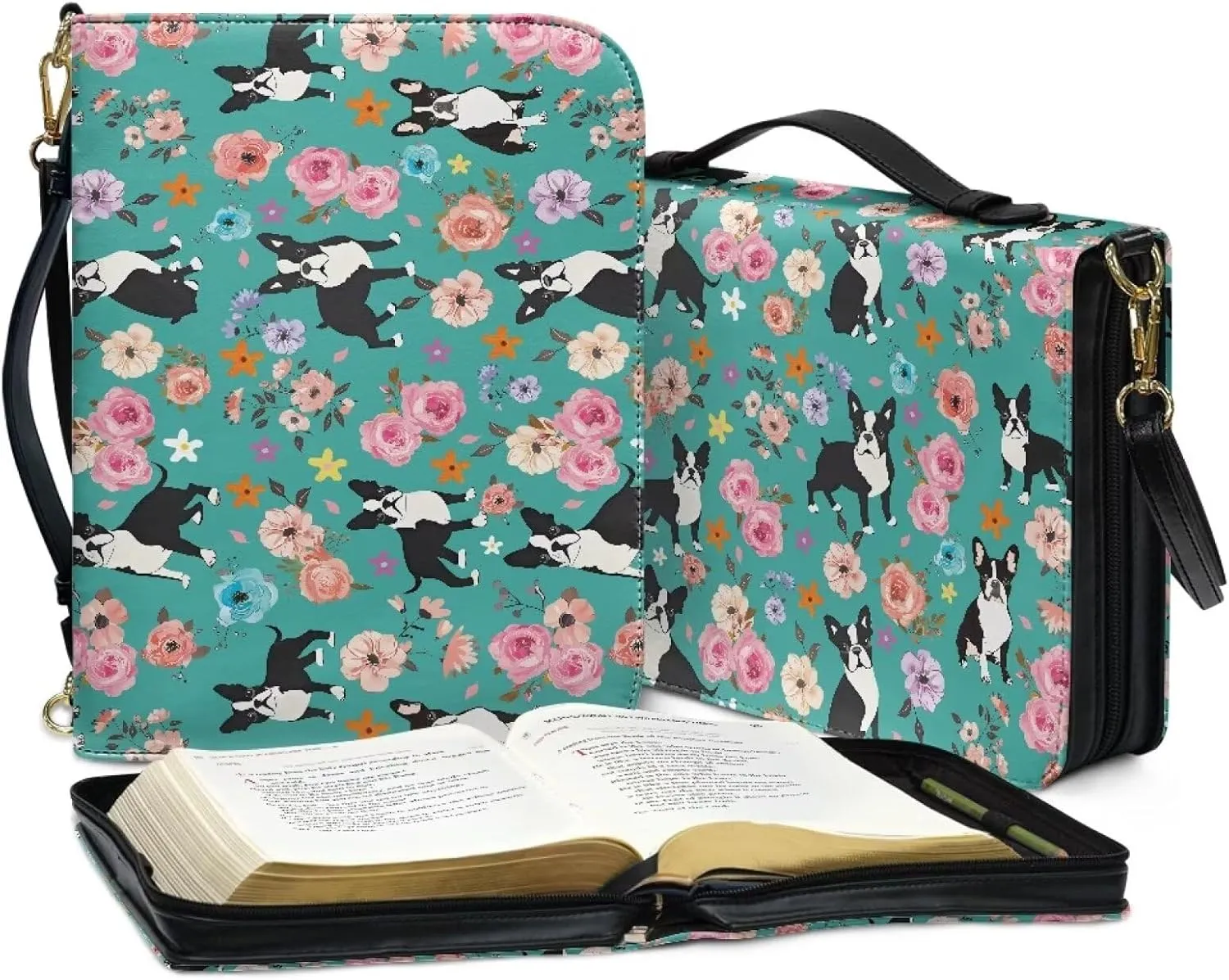 Suobstales PU Leather Bible Cover for Women Men Portable Bible Tote Bag Bible Carrying Case for Bible Study, Daily Commuter