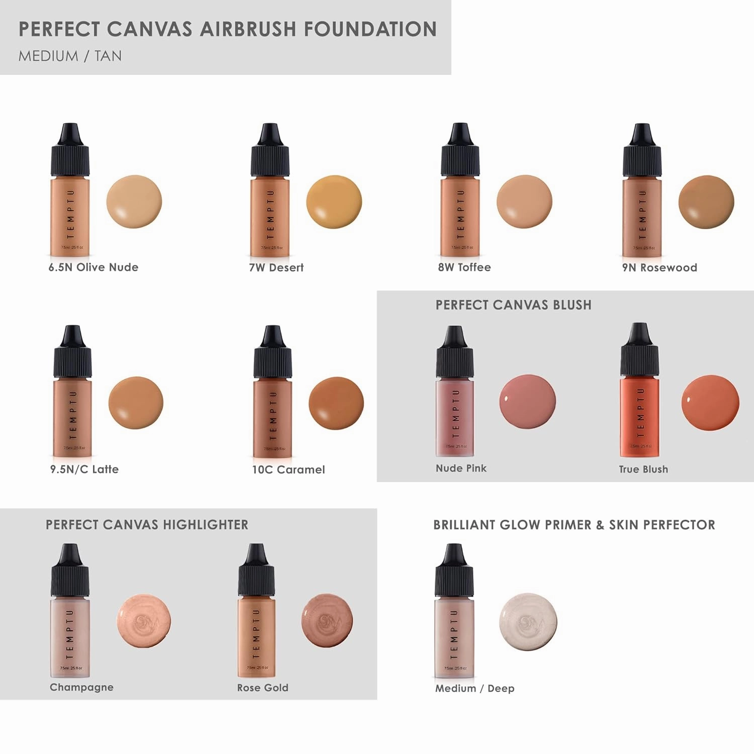 TEMPTU Air Flawless Complexion Airbrush Kit: Cordless Pro Airbrush System Refillable Pro Makeup Cartridges Includes Primer, Blush, Highlighter & Perfect Canvas Foundation Set