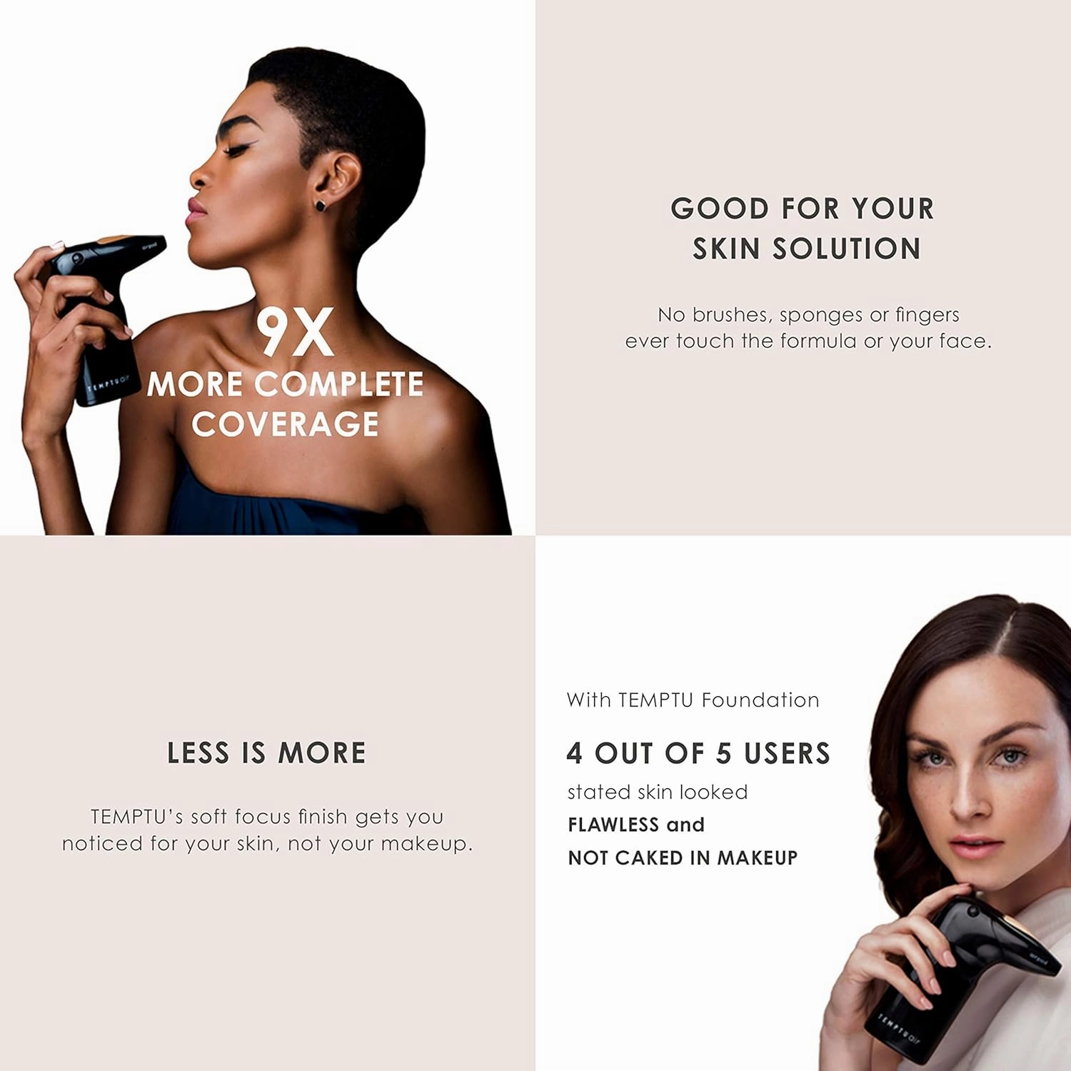 TEMPTU Air Flawless Complexion Airbrush Kit: Cordless Pro Airbrush System Refillable Pro Makeup Cartridges Includes Primer, Blush, Highlighter & Perfect Canvas Foundation Set