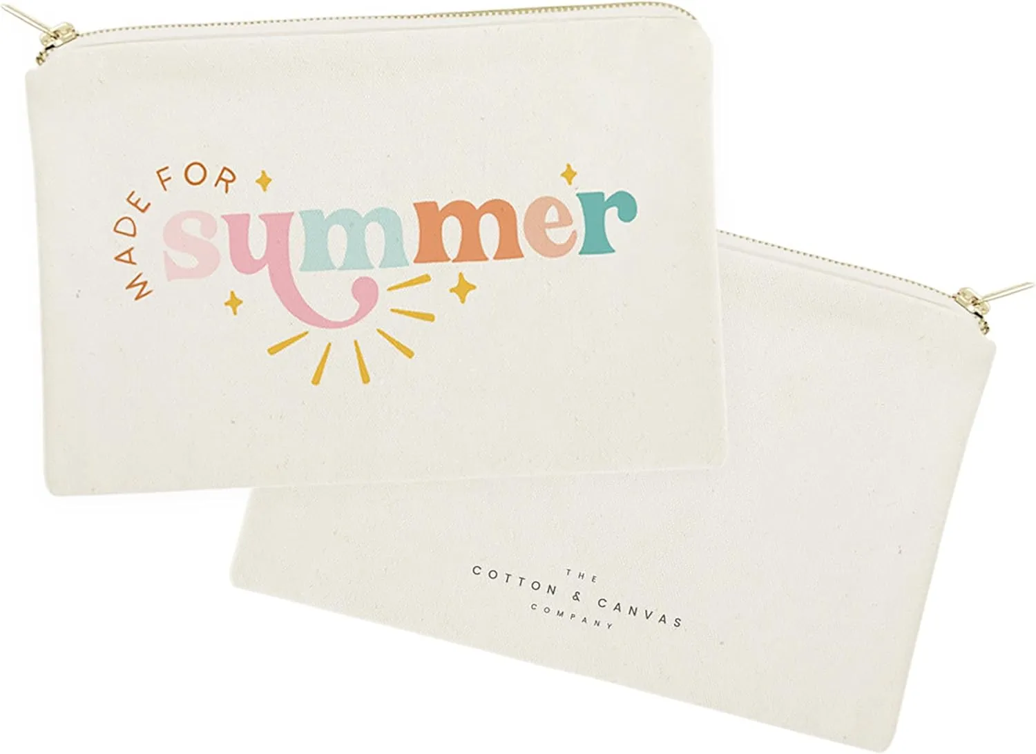 The Cotton & Canvas Co. Made For Summer Cotton Canvas Cosmetic Bag, Toiletry Bag and Travel Makeup Pouch, Summer, Beach, Bridesmaid, Gift for Her, Wedding, Vacation