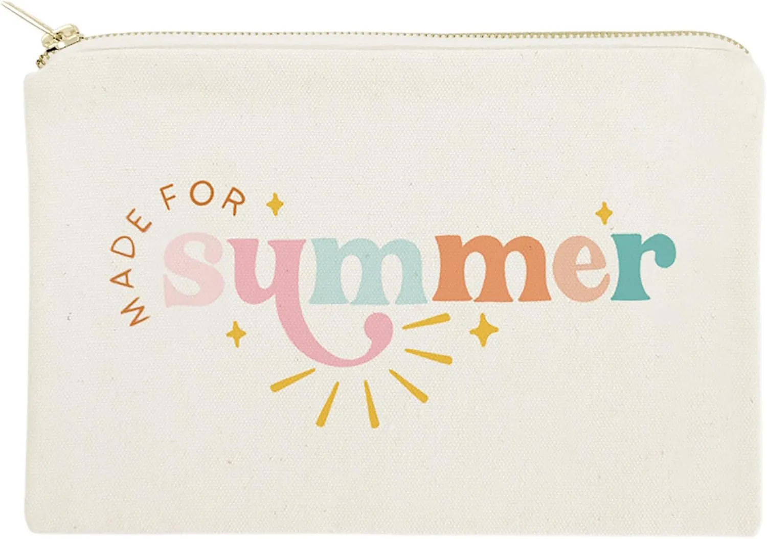The Cotton & Canvas Co. Made For Summer Cotton Canvas Cosmetic Bag, Toiletry Bag and Travel Makeup Pouch, Summer, Beach, Bridesmaid, Gift for Her, Wedding, Vacation
