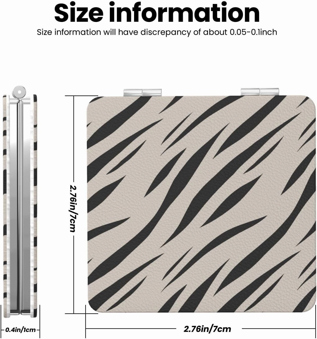 Tiger Zebra Black Skin Pattern Women Small Pocket Mirror Travel Cosmetic Mirror Folding Handheld Makeup Mirror