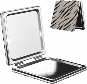 Tiger Zebra Black Skin Pattern Women Small Pocket Mirror Travel Cosmetic Mirror Folding Handheld Makeup Mirror