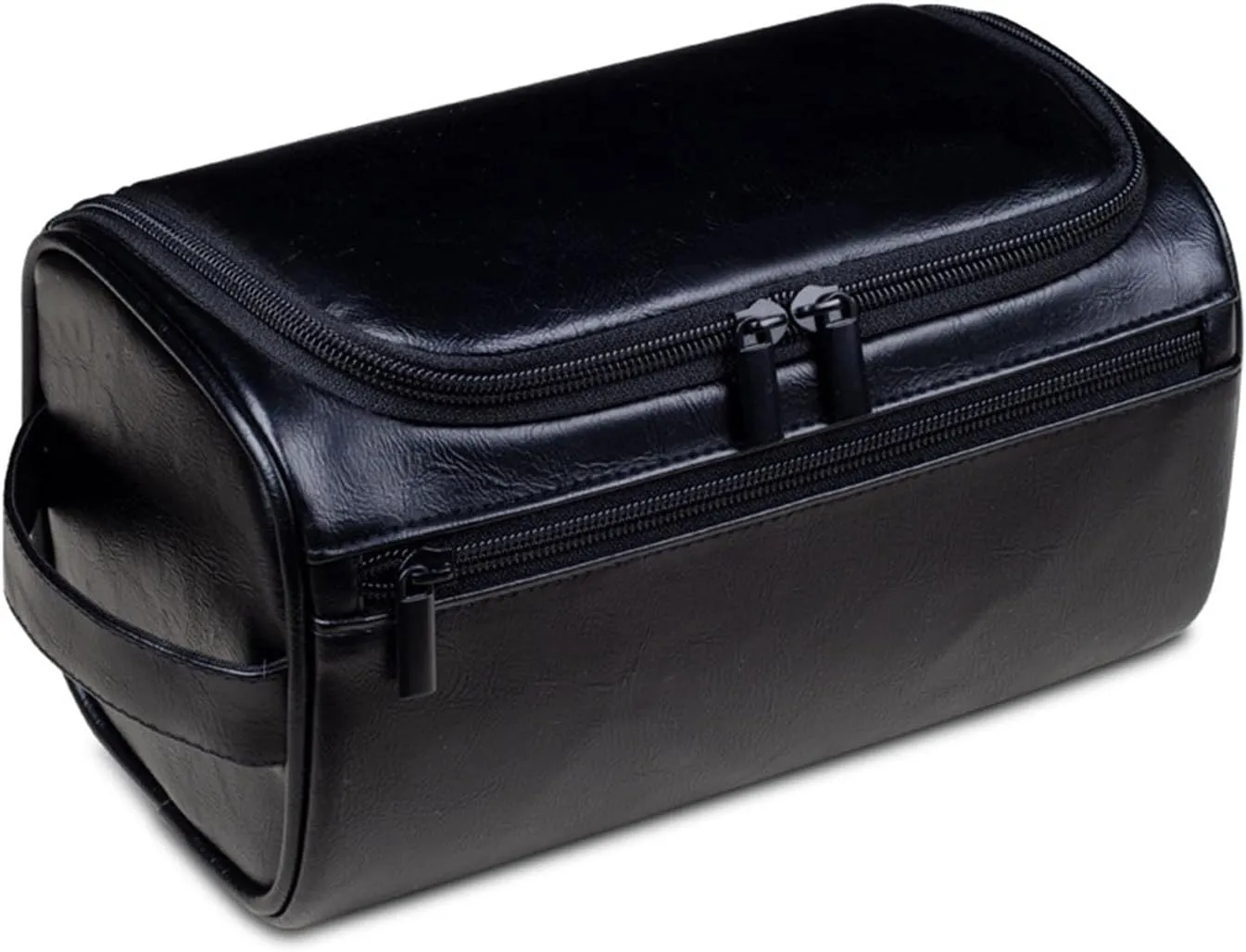 Toiletry Bag for Men Women with Hanging Hook,PU Leather Vintage Travel Dopp Kit,Toiletry Cosmetic Pouch,Large Shaving Bag Coffee