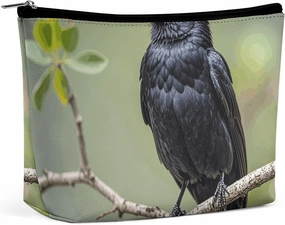 Toiletry Bag for Women Black Crow Birds on A Branch Cosmetic Bag Portable Capacity Travel Makeup Bags with Zipper Lightweight Cute Beauty Makeup Organizer for Traveling, Accessories, Essentials