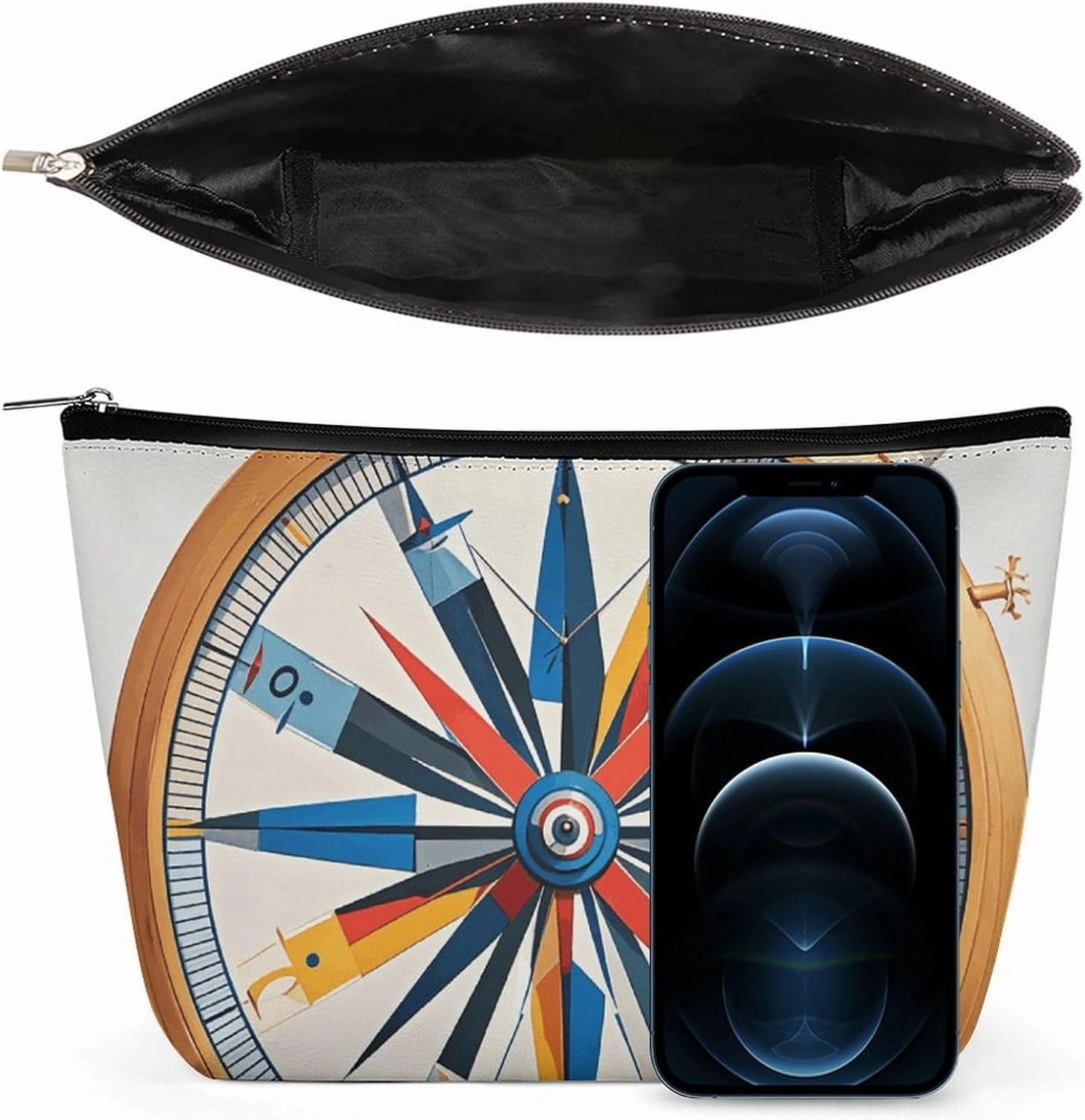 Toiletry Bag for Women Maritime Sailboat Compass Cosmetic Bag Portable Capacity Travel Makeup Bags with Zipper Lightweight Cute Beauty Makeup Organizer for Traveling, Accessories, Essentials
