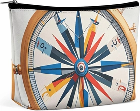 Toiletry Bag for Women Maritime Sailboat Compass Cosmetic Bag Portable Capacity Travel Makeup Bags with Zipper Lightweight Cute Beauty Makeup Organizer for Traveling, Accessories, Essentials