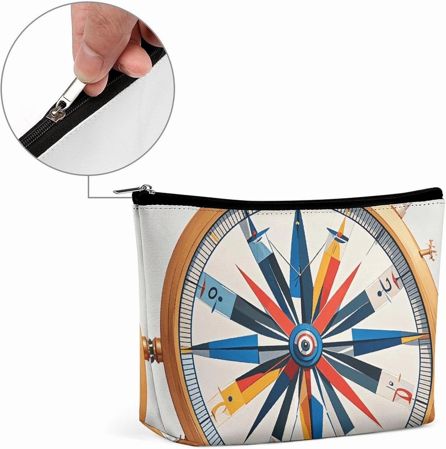 Toiletry Bag for Women Maritime Sailboat Compass Cosmetic Bag Portable Capacity Travel Makeup Bags with Zipper Lightweight Cute Beauty Makeup Organizer for Traveling, Accessories, Essentials