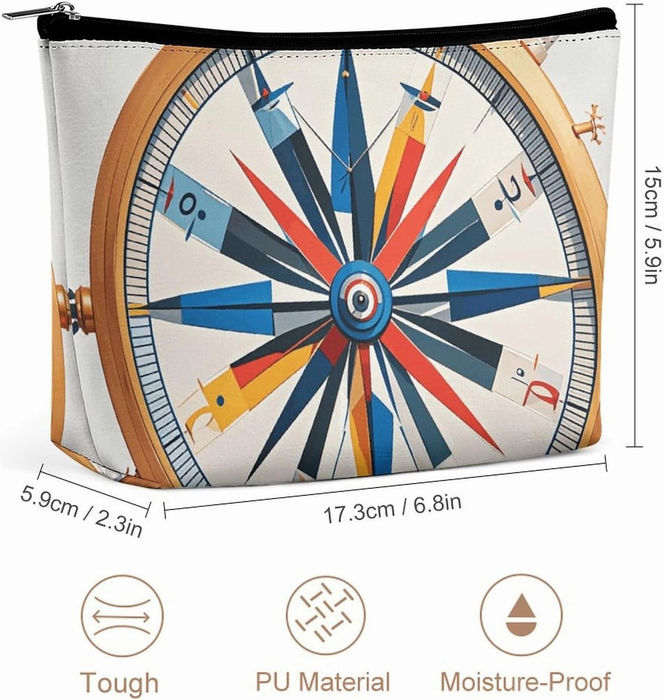 Toiletry Bag for Women Maritime Sailboat Compass Cosmetic Bag Portable Capacity Travel Makeup Bags with Zipper Lightweight Cute Beauty Makeup Organizer for Traveling, Accessories, Essentials