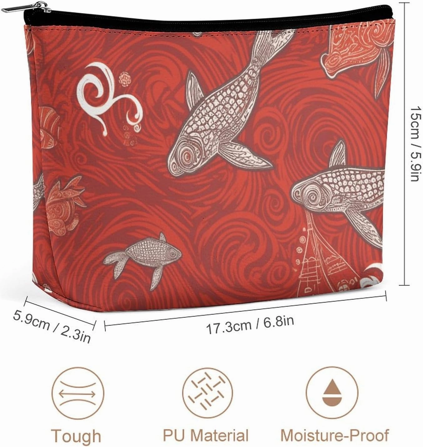 Toiletry Bag for Women Red Sea Animal Cosmetic Bag Portable Capacity Travel Makeup Bags with Zipper Lightweight Cute Beauty Makeup Organizer for Traveling, Accessories, Essentials
