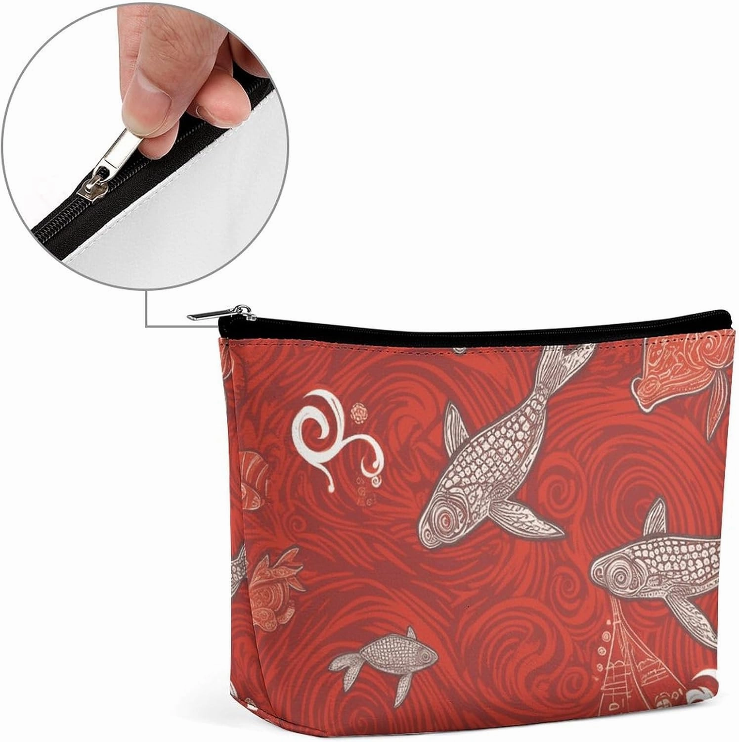 Toiletry Bag for Women Red Sea Animal Cosmetic Bag Portable Capacity Travel Makeup Bags with Zipper Lightweight Cute Beauty Makeup Organizer for Traveling, Accessories, Essentials