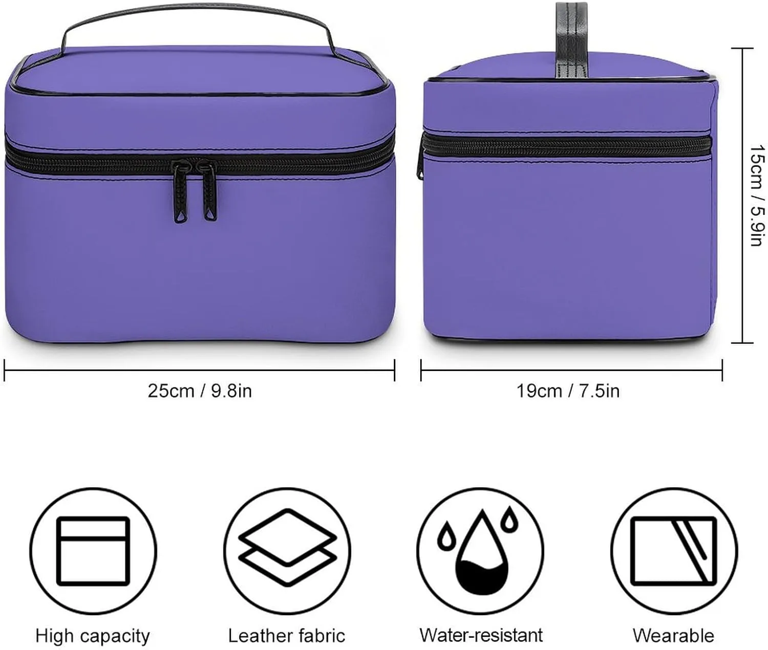 Travel Makeup Bag, Blue-Violet (Solid Color) Cosmetic Bags for Women Large Capacity Waterproof Toiletry Bag Make up Organizer