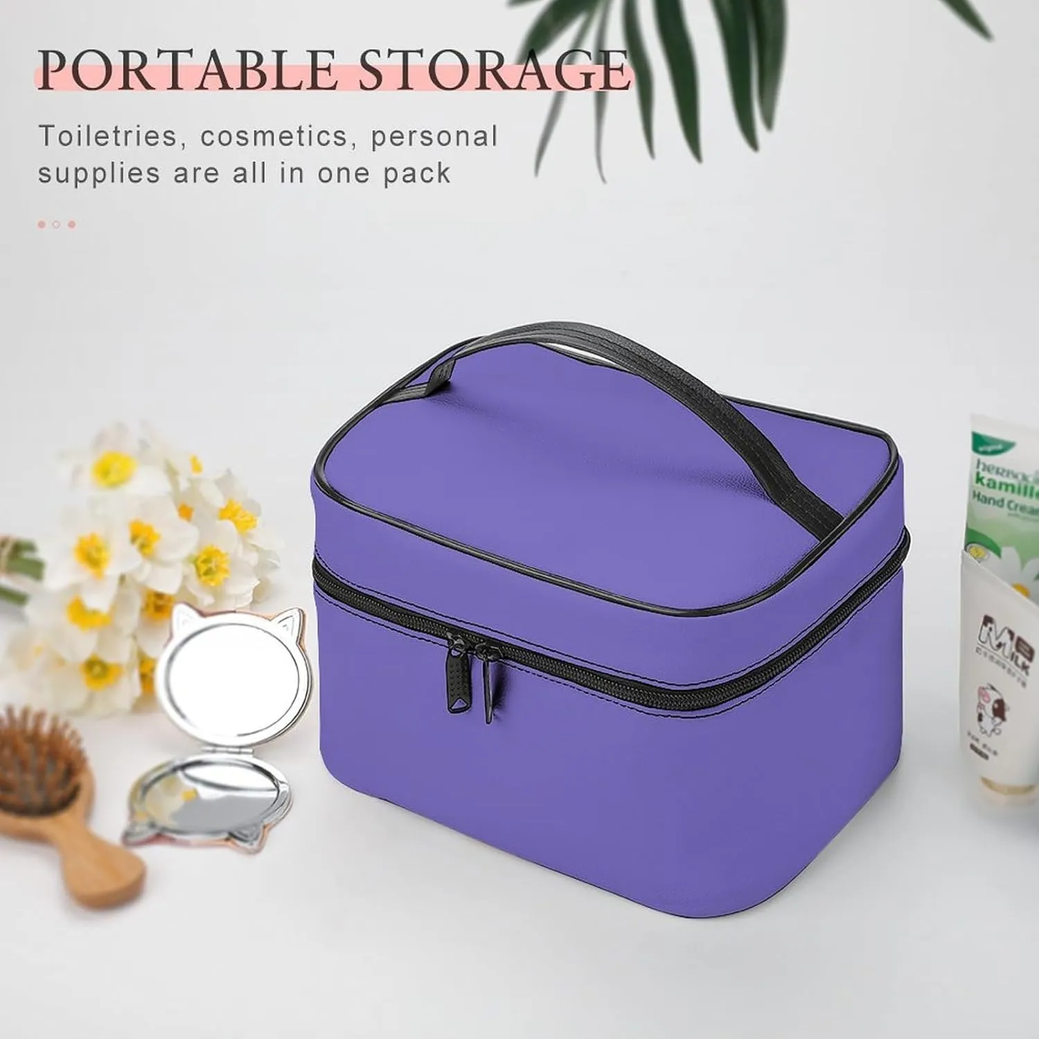 Travel Makeup Bag, Blue-Violet (Solid Color) Cosmetic Bags for Women Large Capacity Waterproof Toiletry Bag Make up Organizer