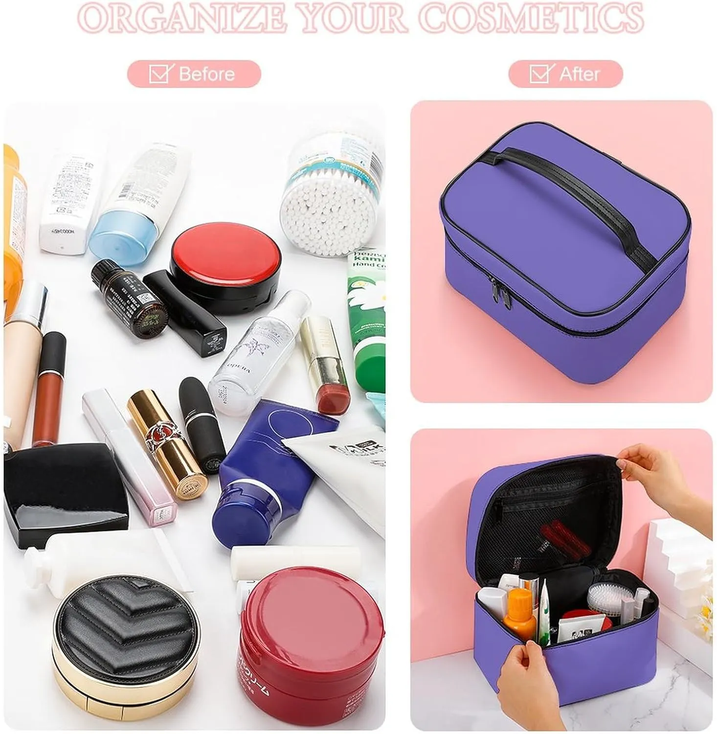 Travel Makeup Bag, Blue-Violet (Solid Color) Cosmetic Bags for Women Large Capacity Waterproof Toiletry Bag Make up Organizer