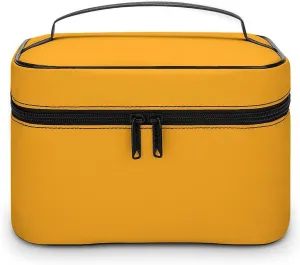 Travel Makeup Bag, Bright Yellow (Solid Color) Cosmetic Bags for Women Large Capacity Waterproof Toiletry Bag Make up Organizer