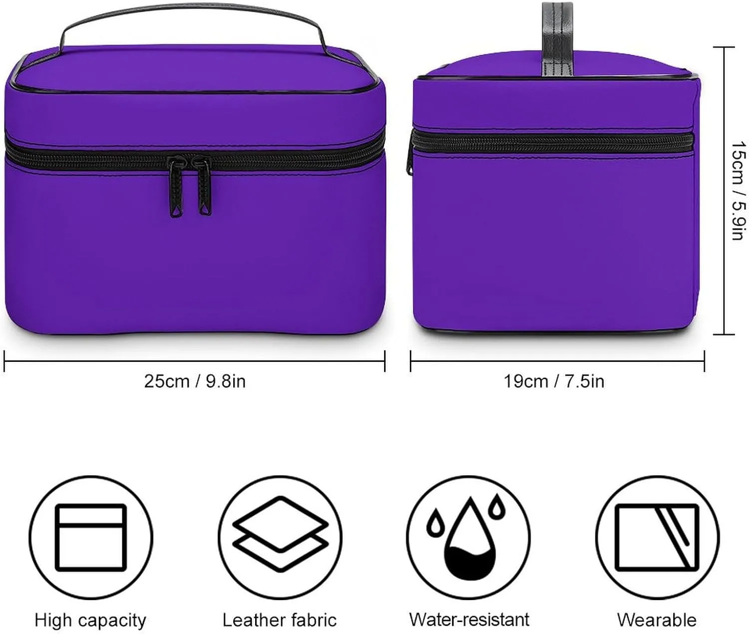 Travel Makeup Bag, Brilliant Purple Cosmetic Bags for Women Large Capacity Waterproof Toiletry Bag Make up Organizer
