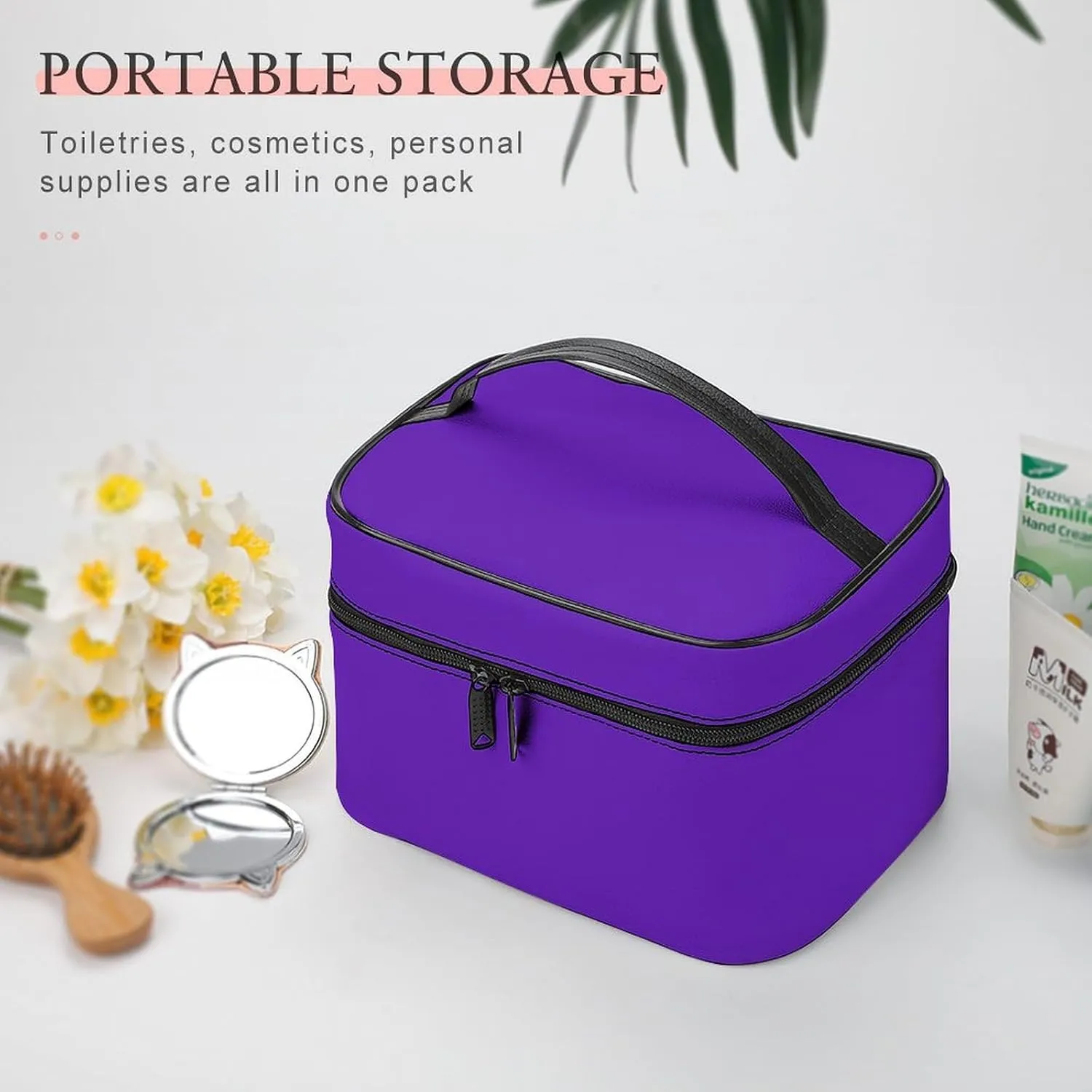 Travel Makeup Bag, Brilliant Purple Cosmetic Bags for Women Large Capacity Waterproof Toiletry Bag Make up Organizer