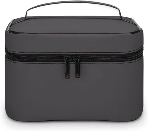 Travel Makeup Bag, Charcoal Grey Gray Solid Trend Color Cosmetic Bags for Women Large Capacity Waterproof Toiletry Bag Make up Organizer