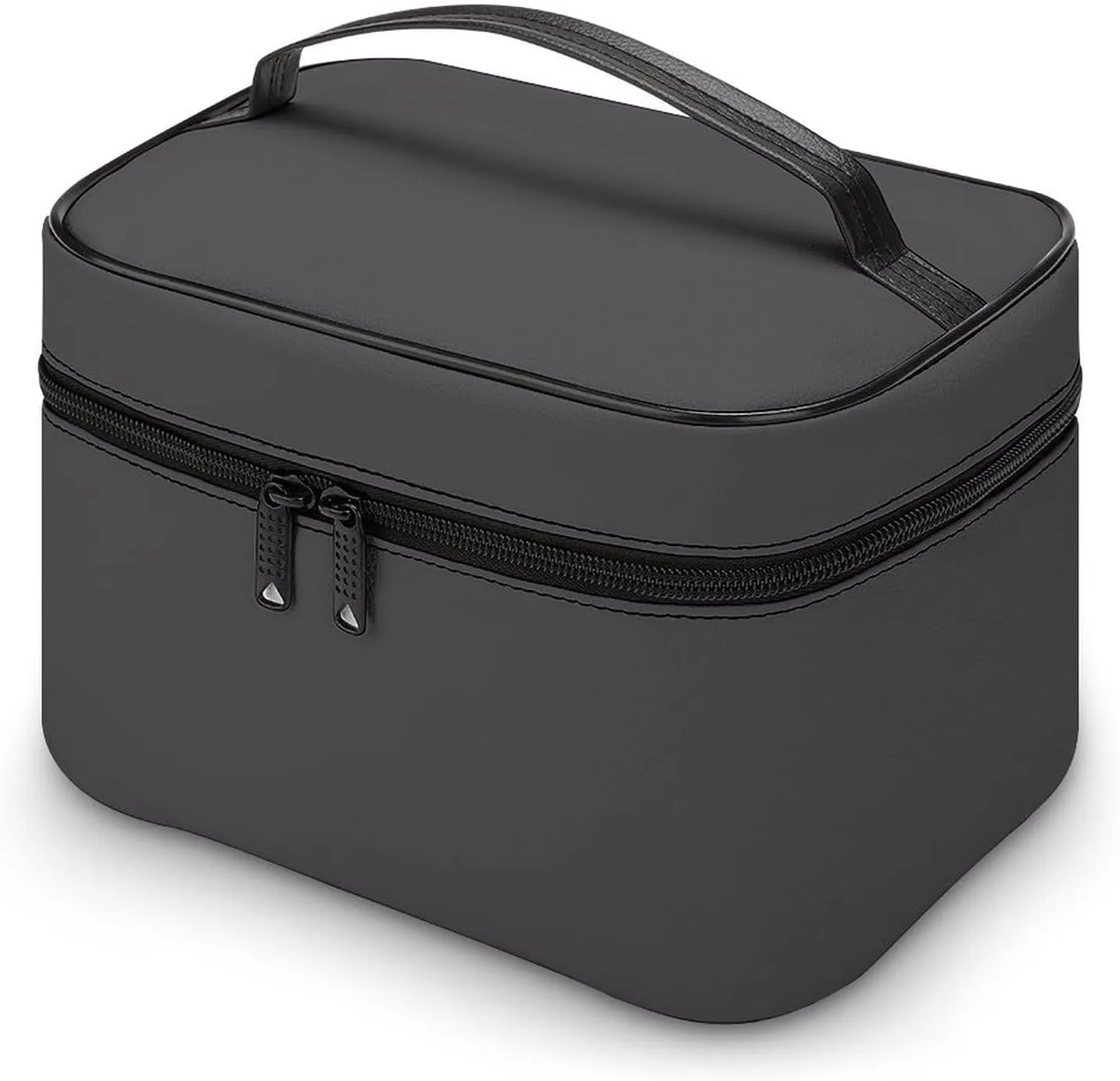 Travel Makeup Bag, Charcoal Grey Gray Solid Trend Color Cosmetic Bags for Women Large Capacity Waterproof Toiletry Bag Make up Organizer