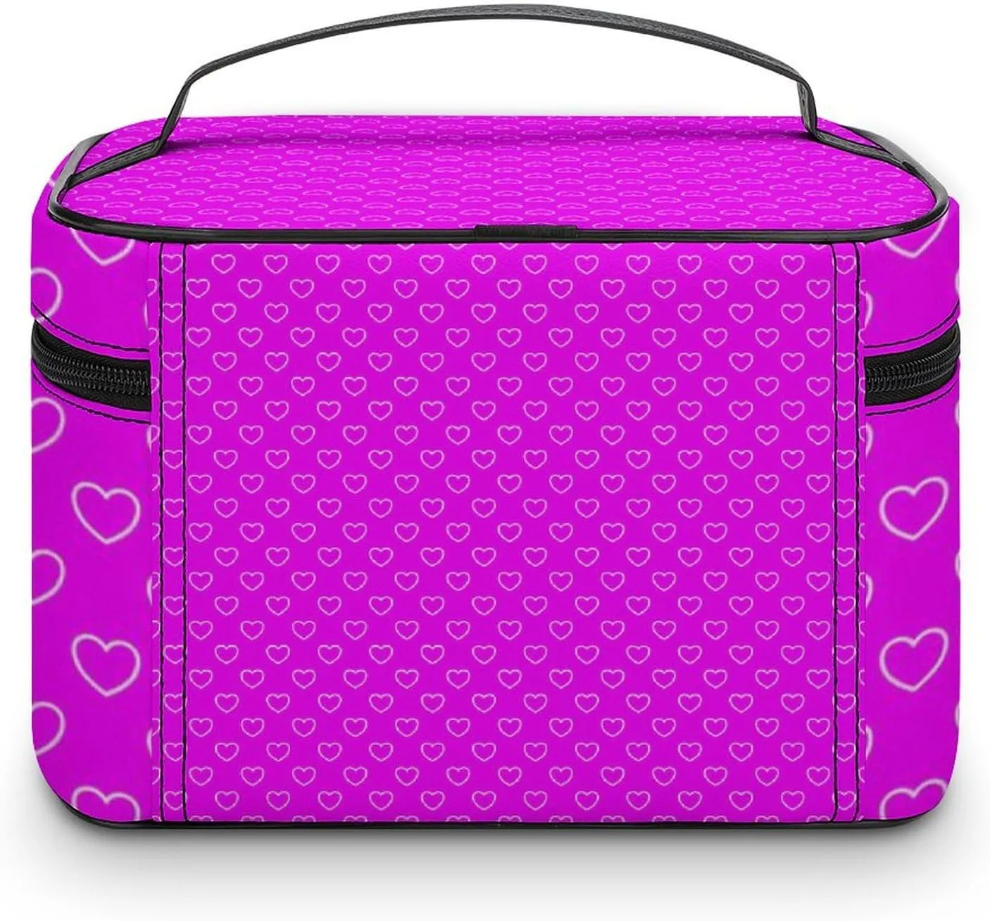 Travel Makeup Bag, Hot Pink Hearts Cosmetic Bags for Women Large Capacity Waterproof Toiletry Bag Make up Organizer
