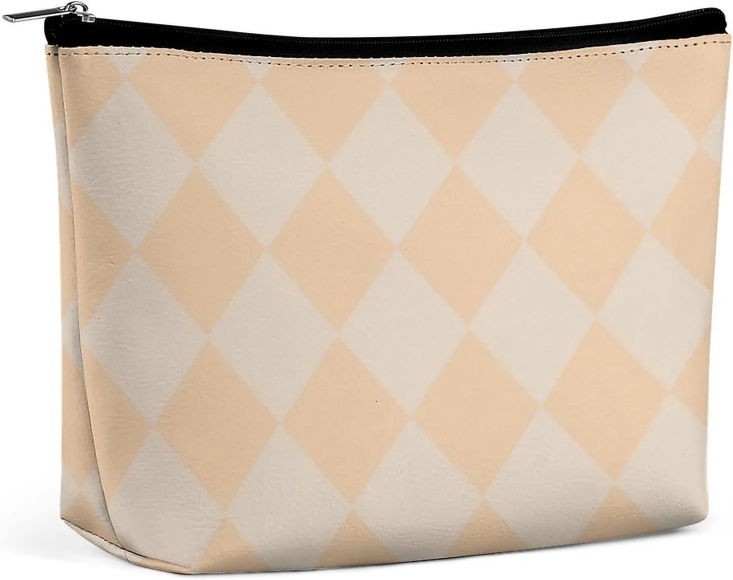 Travel Makeup Bag, Peach Diamond Cosmetic Bags for Women Large Capacity Waterproof Toiletry Pouch Make up Organizer