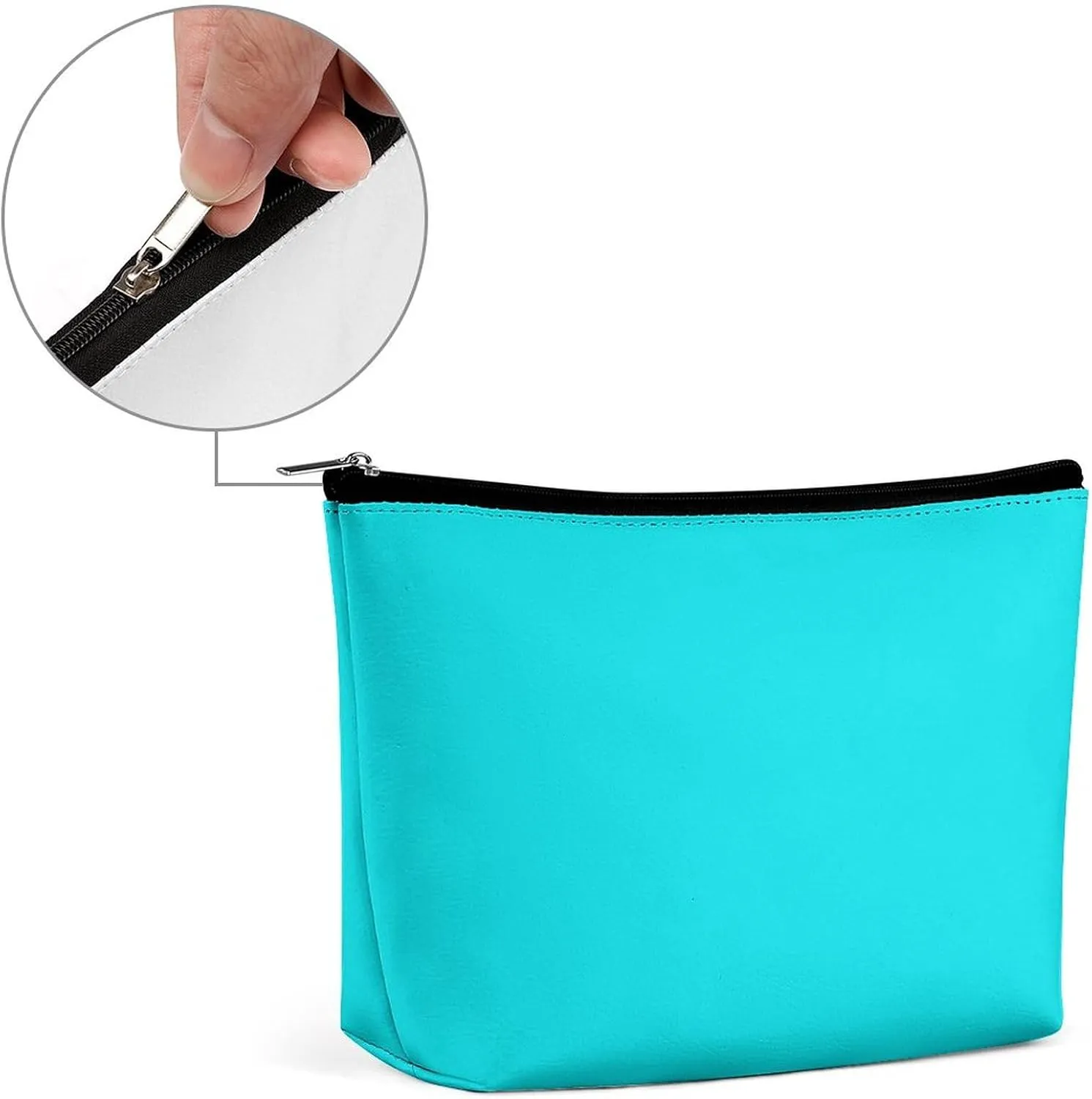 Travel Makeup Bag, Solid Plain Bright Turquoise Cosmetic Bags for Women Large Capacity Waterproof Toiletry Pouch Make up Organizer