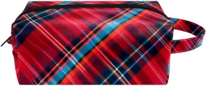 Travel Makeup Bag,Travel Toiletry Bag for Women,Classic Stripe Red Plaid,Cosmetic Travel Bag