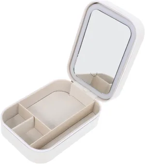Travel Makeup Case Organizer with LED Mirror Compact Vanity Box for Cosmetics Stylish and Practical Design for Go Makeup Essentials Storage
