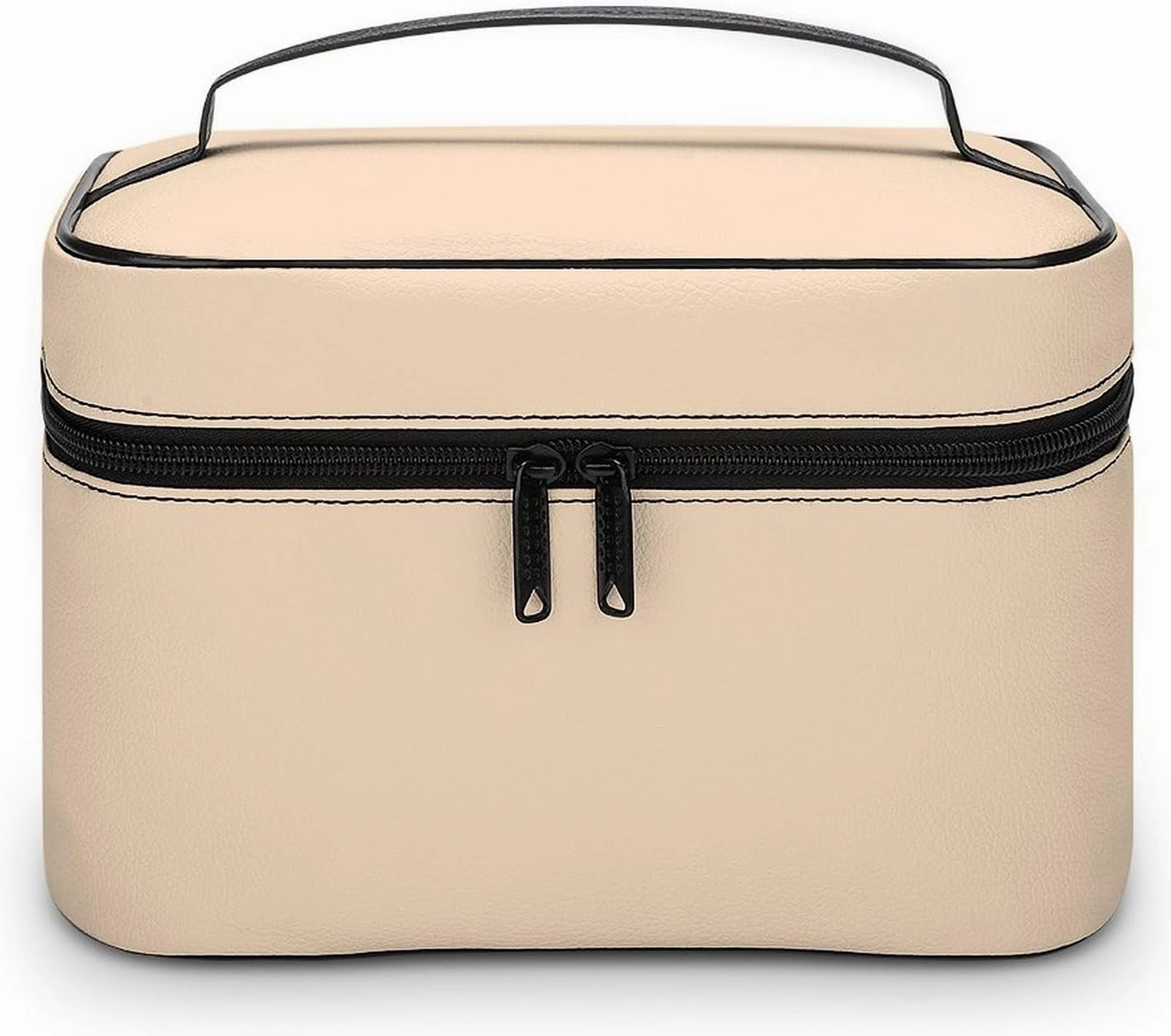 Travel Makeup Bag, Beige Cream Solid Trend Color Cosmetic Bags for Women Large Capacity Waterproof Toiletry Bag Make up Organizer