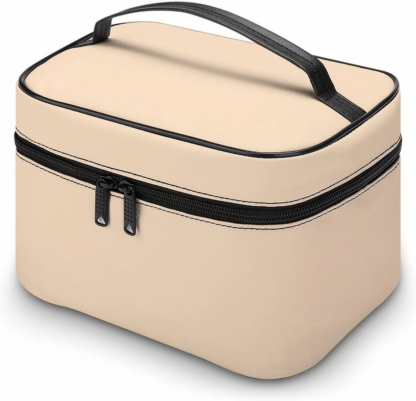 Travel Makeup Bag, Beige Cream Solid Trend Color Cosmetic Bags for Women Large Capacity Waterproof Toiletry Bag Make up Organizer