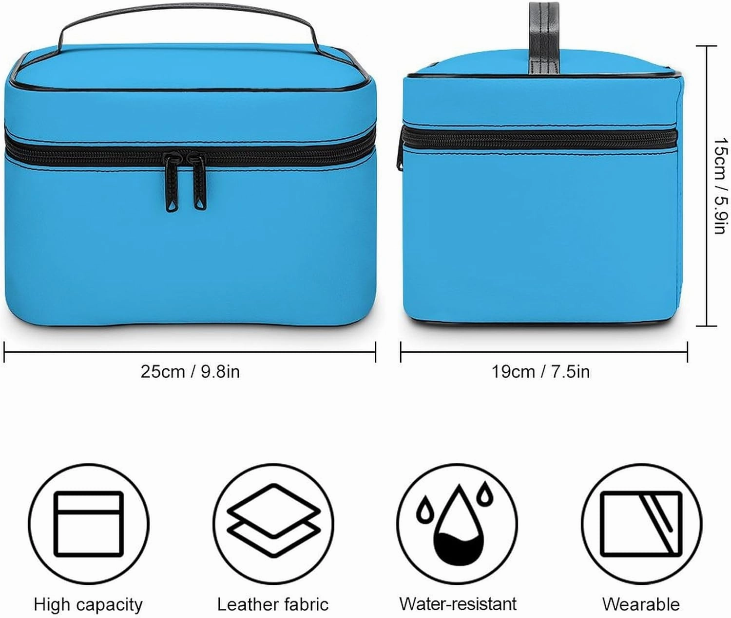 Travel Makeup Bag, Blue Modern Trendy Stylish Cosmetic Bags for Women Large Capacity Waterproof Toiletry Bag Make up Organizer