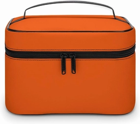 Travel Makeup Bag, Bright Orange Cosmetic Bags for Women Large Capacity Waterproof Toiletry Bag Make up Organizer