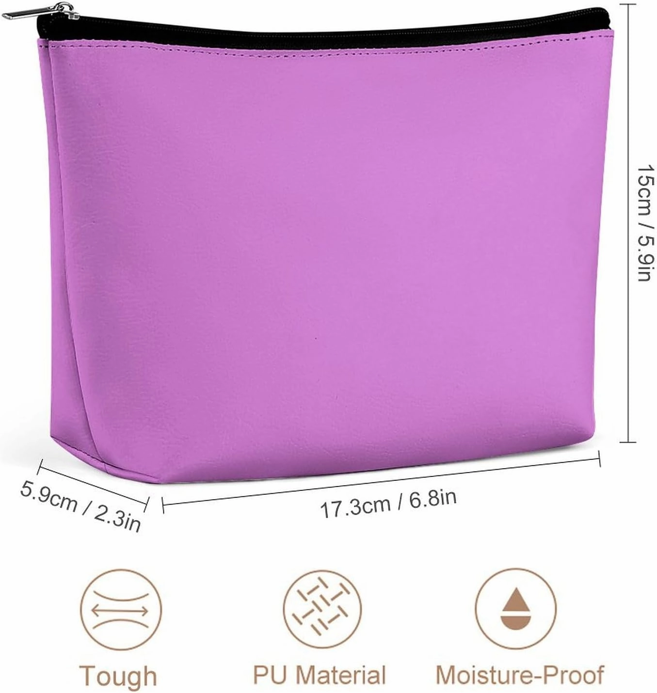 Travel Makeup Bag, Bright Purple Solid Color Background Cosmetic Bags for Women Large Capacity Waterproof Toiletry Pouch Make up Organizer