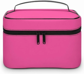 Travel Makeup Bag, Brilliant Rose (Solid Color) Cosmetic Bags for Women Large Capacity Waterproof Toiletry Bag Make up Organizer