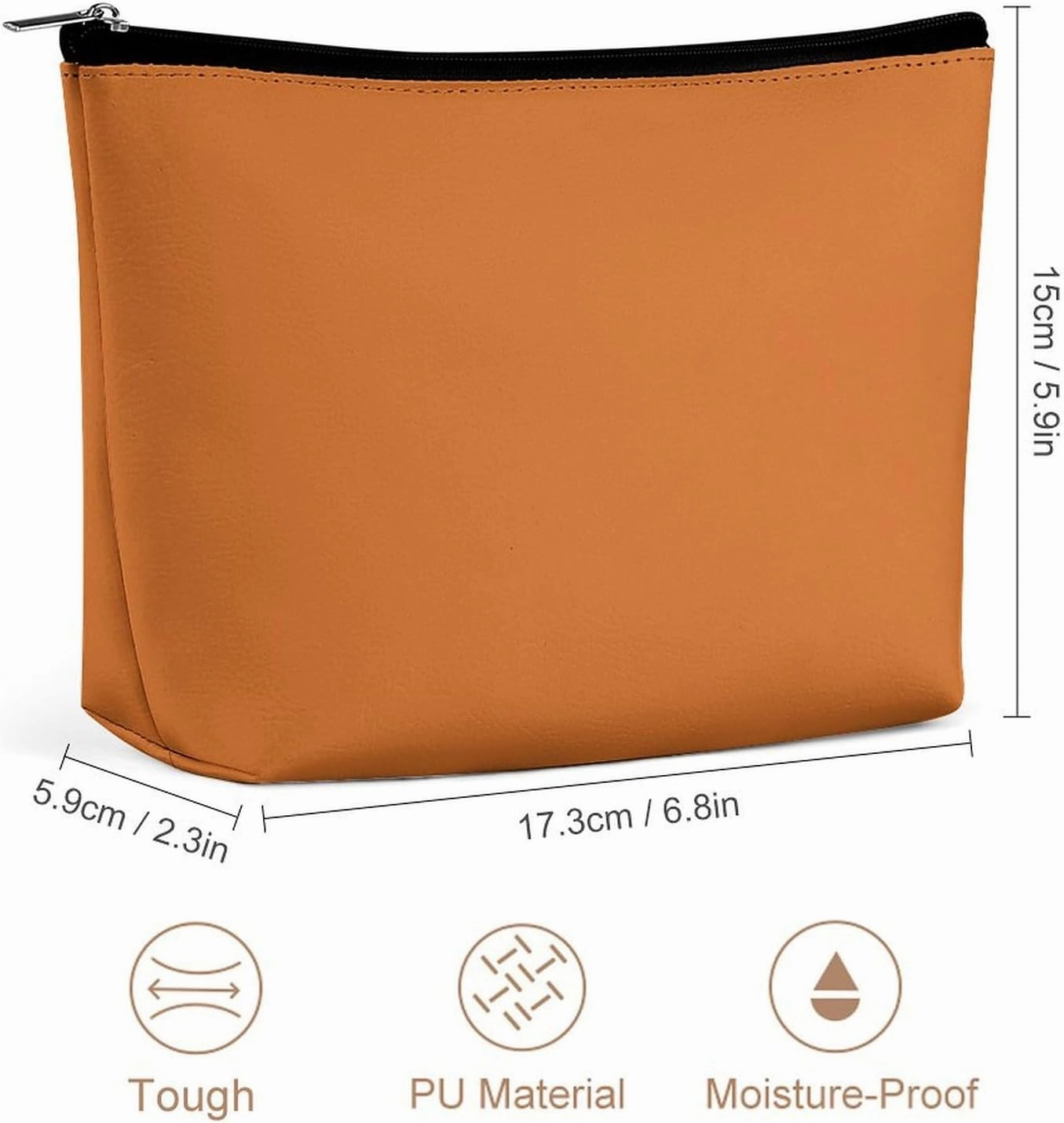 Travel Makeup Bag, Brown Solid Color Background Cosmetic Bags for Women Large Capacity Waterproof Toiletry Pouch Make up Organizer
