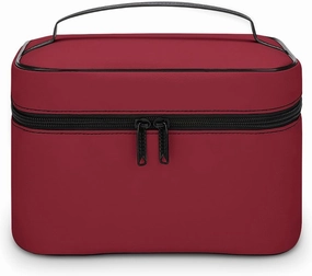 Travel Makeup Bag, Burgundy Red Cosmetic Bags for Women Large Capacity Waterproof Toiletry Bag Make up Organizer