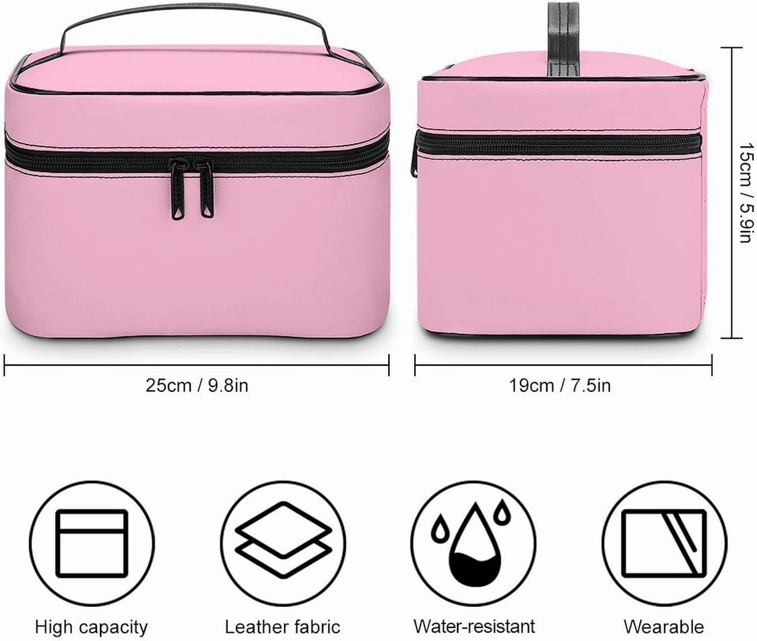 Travel Makeup Bag, Candy Pink Modern Trendy Minimalist Cosmetic Bags for Women Large Capacity Waterproof Toiletry Bag Make up Organizer