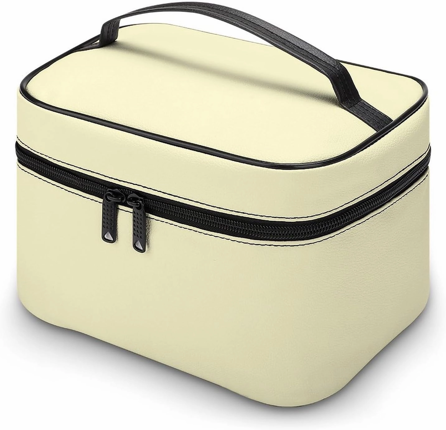 Travel Makeup Bag, Cream Yellow Modern Trendy Minimalist Cosmetic Bags for Women Large Capacity Waterproof Toiletry Bag Make up Organizer