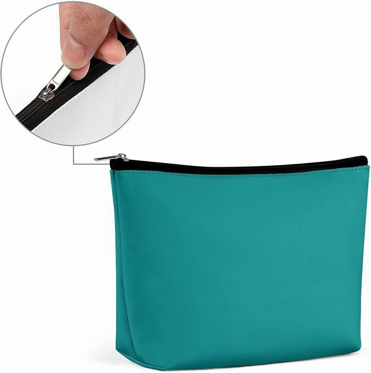 Travel Makeup Bag, Dark Green Blue Solid Color Background Cosmetic Bags for Women Large Capacity Waterproof Toiletry Pouch Make up Organizer