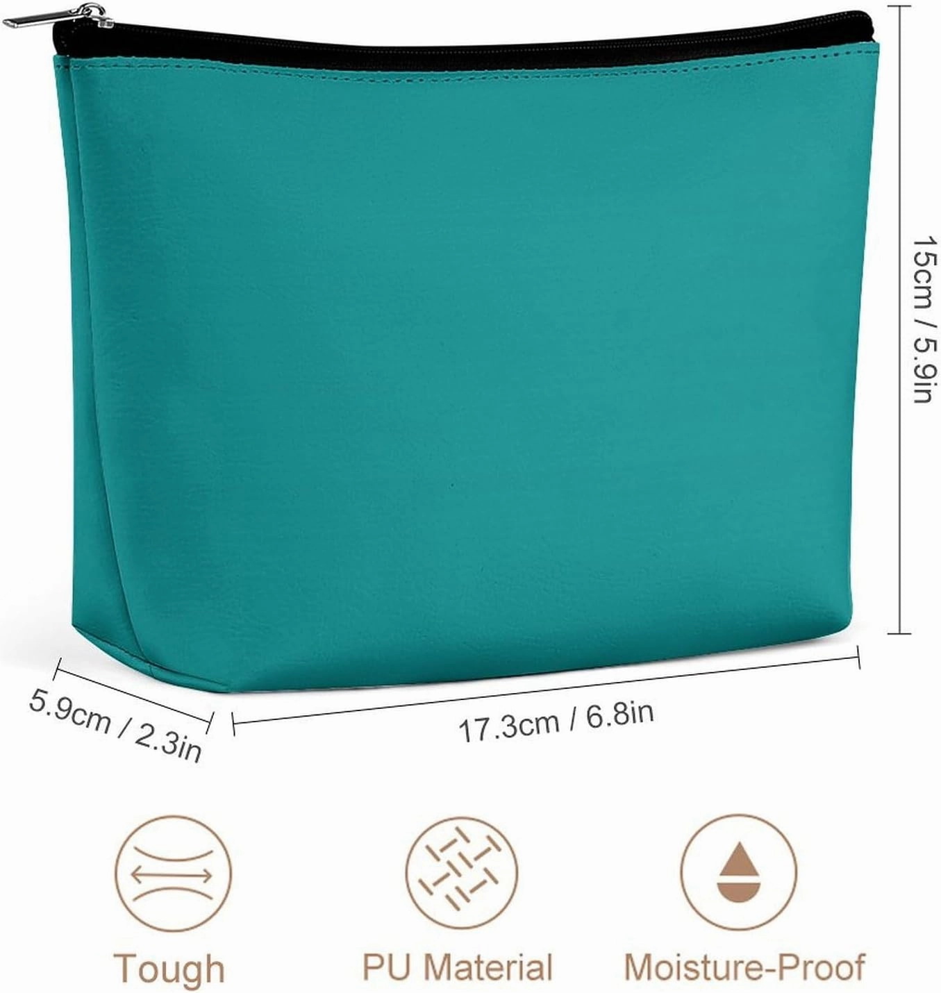 Travel Makeup Bag, Dark Green Blue Solid Color Background Cosmetic Bags for Women Large Capacity Waterproof Toiletry Pouch Make up Organizer