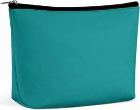 Travel Makeup Bag, Dark Green Blue Solid Color Background Cosmetic Bags for Women Large Capacity Waterproof Toiletry Pouch Make up Organizer