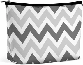 Travel Makeup Bag, Gray and Charcoal Chevron Cosmetic Bags for Women Large Capacity Waterproof Toiletry Pouch Make up Organizer