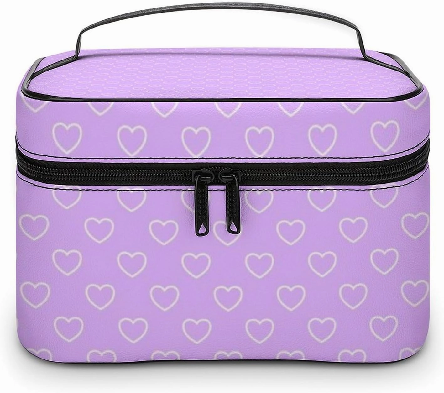 Travel Makeup Bag, Lilac Hearts Cosmetic Bags for Women Large Capacity Waterproof Toiletry Bag Make up Organizer