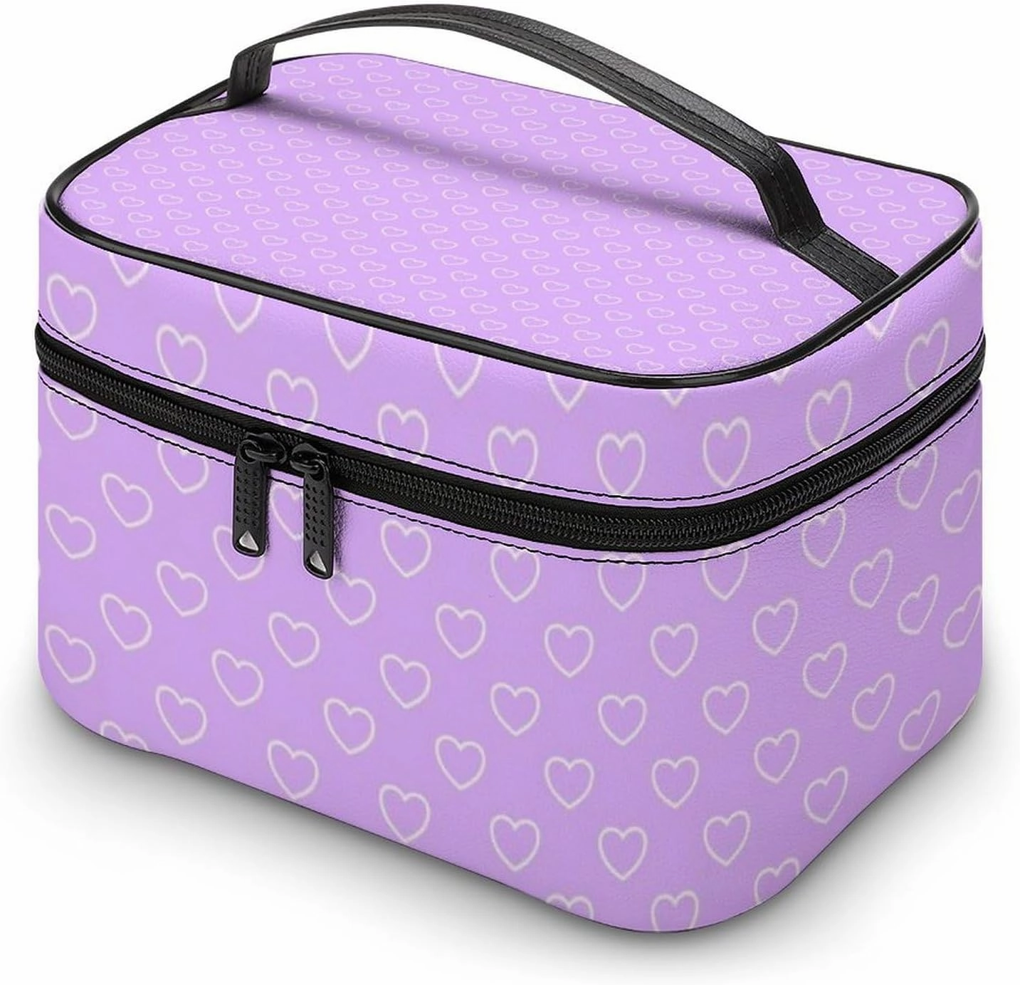 Travel Makeup Bag, Lilac Hearts Cosmetic Bags for Women Large Capacity Waterproof Toiletry Bag Make up Organizer
