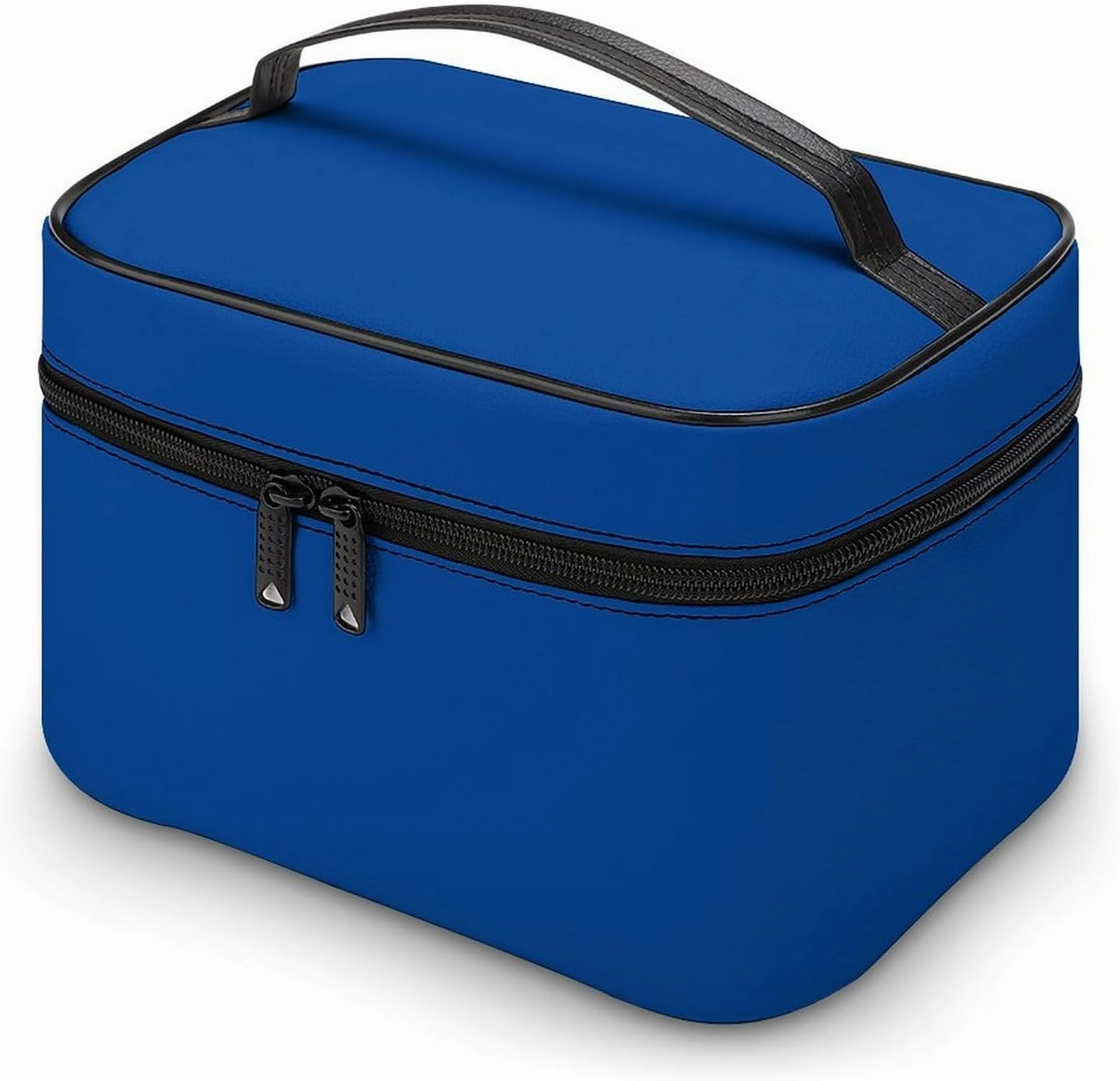 Travel Makeup Bag, Minimalist Blue Solid Plain Simple Cosmetic Bags for Women Large Capacity Waterproof Toiletry Bag Make up Organizer