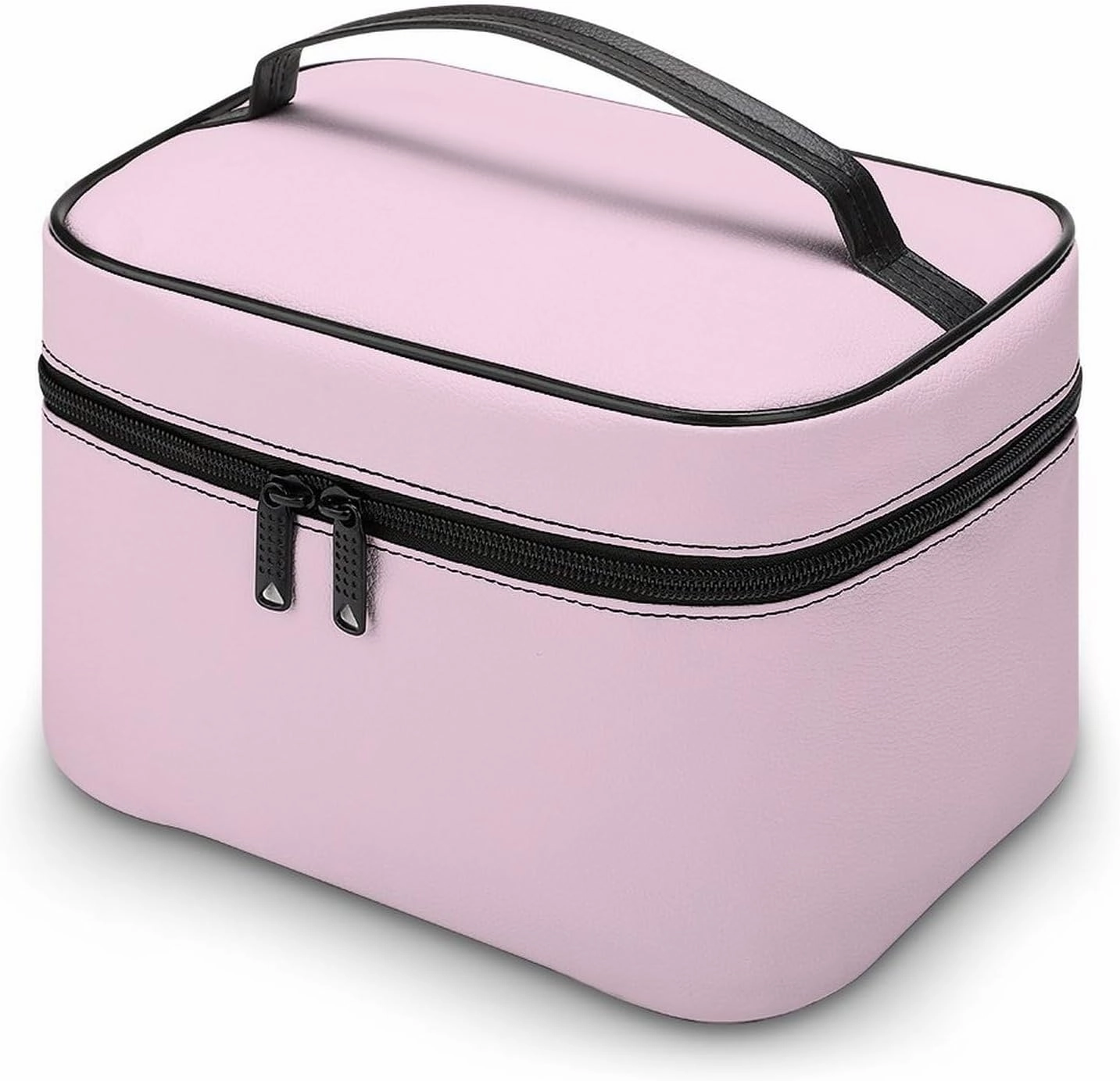Travel Makeup Bag, Minimalist Light Pink Solid Plain Elegant Chic Cosmetic Bags for Women Large Capacity Waterproof Toiletry Bag Make up Organizer