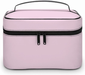 Travel Makeup Bag, Minimalist Light Pink Solid Plain Elegant Chic Cosmetic Bags for Women Large Capacity Waterproof Toiletry Bag Make up Organizer