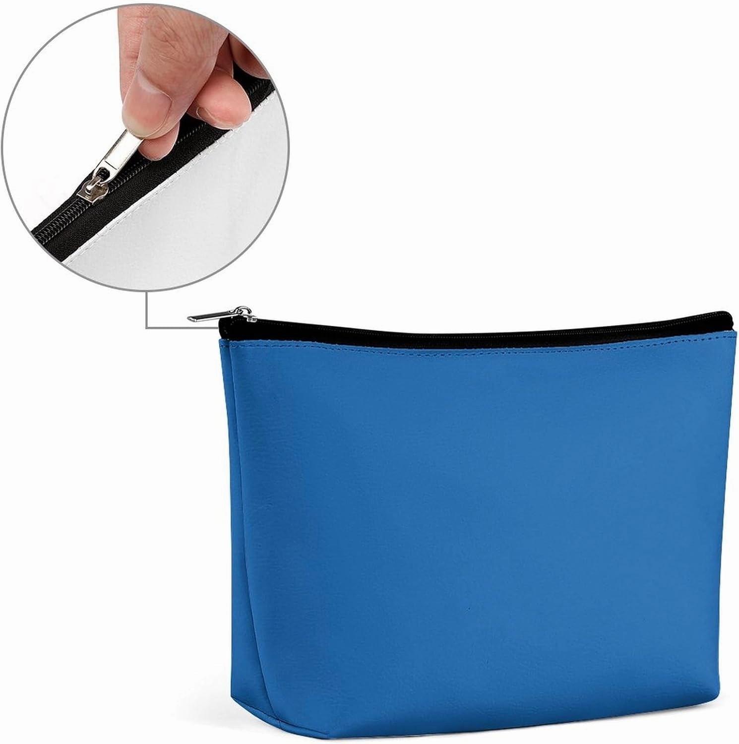 Travel Makeup Bag, Solid Blue Elegant Modern Cosmetic Bags for Women Large Capacity Waterproof Toiletry Pouch Make up Organizer